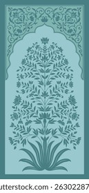 Tradition mughal motif. Mughal hand drawn flower, Mughal wall paintings. Mughal decorative ornamental floral
