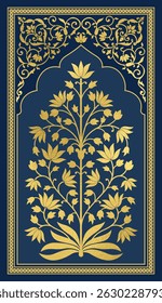 Tradition mughal motif. Mughal hand drawn flower, Mughal wall paintings. Mughal decorative ornamental floral
