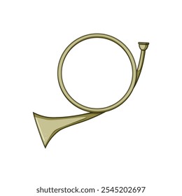 tradition post horn cartoon. al melody, sound classical, orchestra fanfare tradition post horn sign. isolated symbol vector illustration