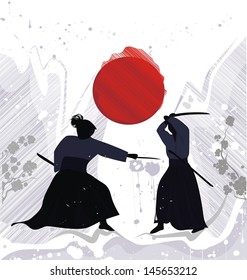 tradition of sword fighting - vector drawing