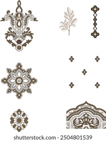 Tradition Textile Motif, Golden Background, Tradition Islamic and Mughal ethnic Motif