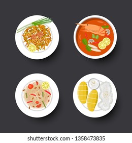 Tradition Thai food set, vector illustration