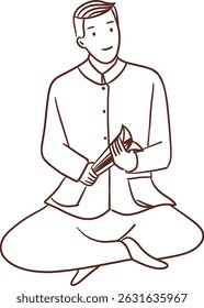 Tradition Thai man playing krab paung clipart