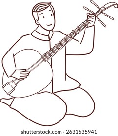 Tradição homem tailandês jogando krachappi clipart