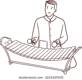 Tradición Hombre tailandés jugando ranat thoom Clipart