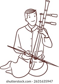 Tradição homem tailandês jogando viu u clipart