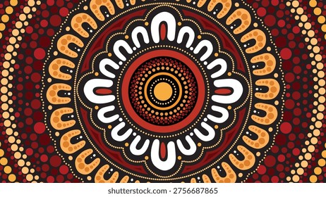 Traditional Aboriginal Circular Mandala Pattern with Detailed Dot Work