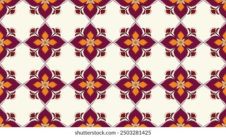 Traditionelle abstrakte florale nahtlose Muster. Textiles Muster, Fliesenmuster Florales nahtloses Design, Motiv im Volksstil, für den Druck entworfen.
