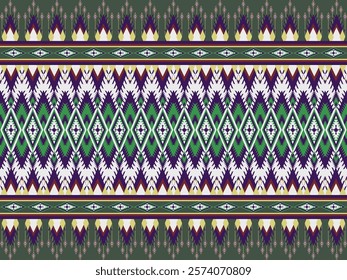 Traditional Abstract Geometric ethnic Pattern. Oriental Tribal Embroidery fabric design for background or carpet, wallpaper, batik wrapping, curtain design, vector illustration.