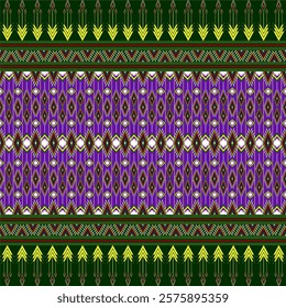 Traditional Abstract Geometric ethnic Pattern seamless. Oriental Tribal Embroidery fabric design for background or carpet, wallpaper, batik wrapping, curtain design, vector illustration.