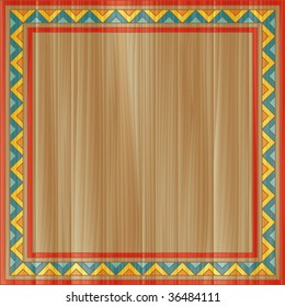 Traditional abstract ornamental frame painted on square wooden board