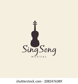 traditional acoustic guitar logo template vector icon symbol illustration design