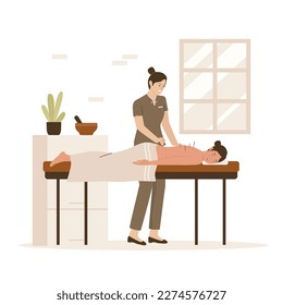 Traditional acupuncture treatment illustration concept. Illustration for websites, landing pages, mobile apps, posters and banners. Trendy flat vector illustration