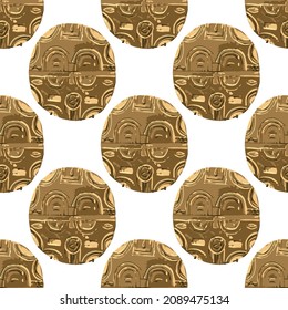 Traditional African culture attributes. Vintage shields. Vector repeated seamless pattern.