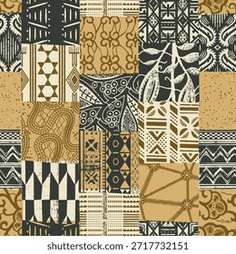 Patrón sin costuras de Fondo de pantalla Vector abstracto de la vendimia del remiendo de la tela africana tradicional para el mantel de la alfombra de la alfombra del tapiz de la tela