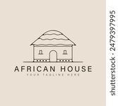 traditional african house line art logo icon and symbol vector illustration minimalist design