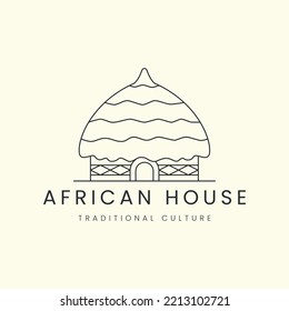 casa africana tradicional con estilo de línea de arte logotipo ilustración vectorial diseño de plantilla de icono