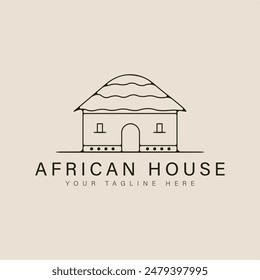 traditional african house line art logo icon and symbol vector illustration minimalist design