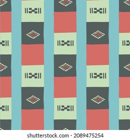 Traditional African ornament of patchwork elements. Vector repeated seamless pattern.