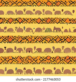 Traditional African Pattern - Decorative Naive Hand Painted  - Brush