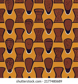 Patrón africano tradicional - mano ingenua decorativa pintada - Pincel