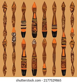 Patrón africano tradicional - mano ingenua decorativa pintada - Pincel