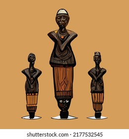 Traditional African Pattern - Decorative Naive Hand Painted  - Brush