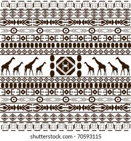 Traditional African pattern with giraffes silhouettes