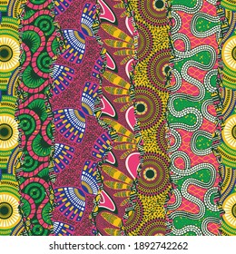 Traditional African style fabric patchwork abstract vector seamless pattern
