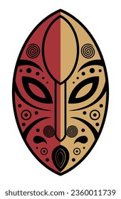 Traditional african wooden mask vector illustration. Isolated on white background.