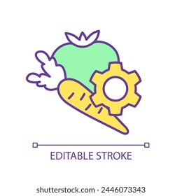 Traditional agriculture RGB color icon. Food production industry. Alternative proteins, biodiversity. Organic consumption. Isolated vector illustration. Simple filled line drawing. Editable stroke