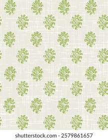 Traditional Ajrakh Pattern, green Hand Block Print, Batik Print, Indian Textile half white Background, Kalamkari Print, Hand Draw Textile Pattern, Textile