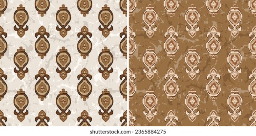 
Patrón Ajrakh Tradicional, Impresión de bloques de mano, Impresión de batik, Fondo Textil Indio, Fondo Floral, Impresión Kalamkari, Patrón textil de tracción manual, Fondo de superficie de impresión textil.