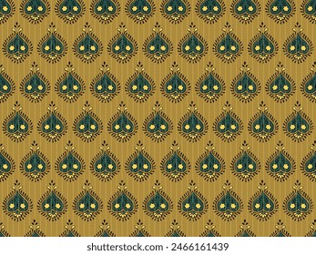 TRADITIONAL AJRAKH PATTERN, HAND BLOCK PRINT, BATIK PRINT, INDIAN TEXTILE BACKGROUND, FLORAL BACKGROUND, KALAMKARI SEAMLESS PRINT