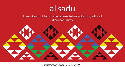 Traditional Al Sadu Textile Pattern with Vibrant Geometric Design