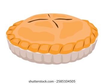 Traditional American apple pie. Sweet cake with apples. Сharlotte vector illustration in cartoone style 