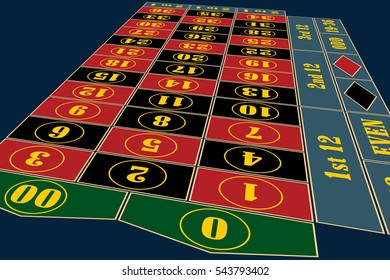 Traditional American Roulette Table perspective vector illustration