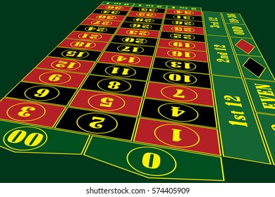 Traditional American Roulette Table perspective vector illustration