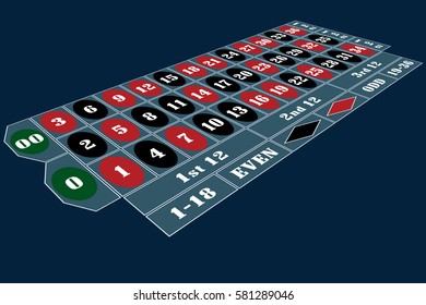 Traditional American Roulette Table perspective vector illustration
