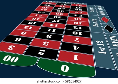 Traditional American Roulette Table perspective vector illustration
