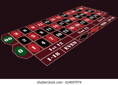 Traditional American Roulette Table perspective vector illustration