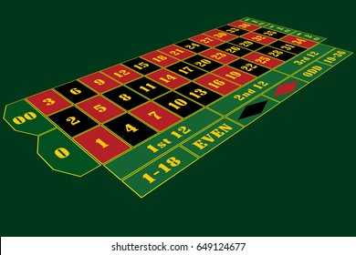 Traditional American Roulette Table perspective vector illustration