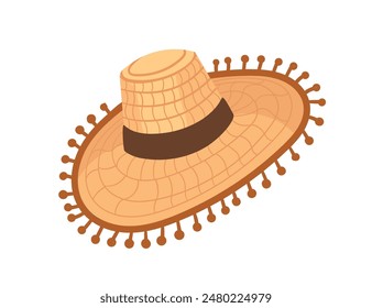 Traditional American straw hat vector illustration isolated on a white background