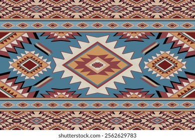 Traditional American Tribal abstract pattern Navajo seamless. Aztec geometric Indian art. Native textile Ethnic background design for wallpaper, cushions, clothing, and fabric. Vector