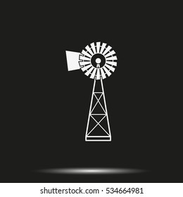 Traditional American windmill simple flat icon.