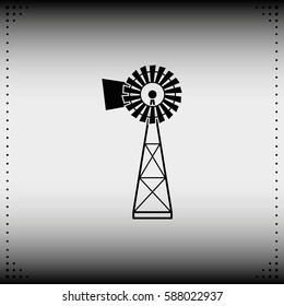 Traditional American windmill simple flat icon.