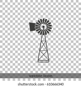 Traditional American windmill simple flat icon.