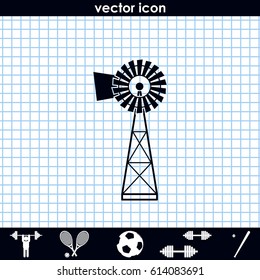 Traditional American windmill simple flat icon.