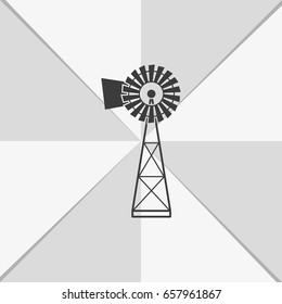 Traditional American windmill simple flat icon.