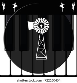 Traditional American windmill simple flat icon.